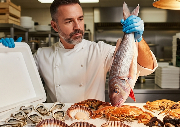 Chef preparing seafood